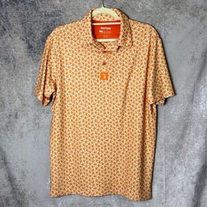 Bogey Bros Golf Polo Shirt Mens S Peach Print Orange Cream Stretch Performance